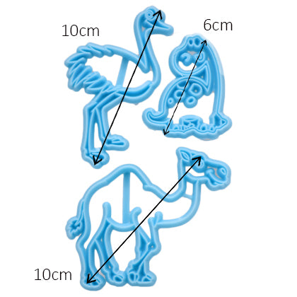 Ostrich, Tortoise, Camel Fondant Cutter 3Pcs Set Plastic
