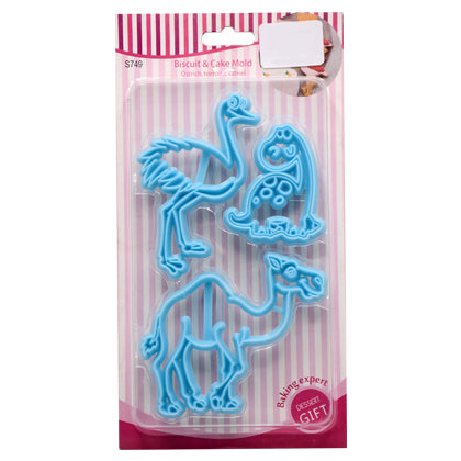 Ostrich, Tortoise, Camel Fondant Cutter 3Pcs Set Plastic