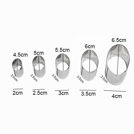 Oval Shape Cookie Cutter Stainless Steel 5Pcs Set