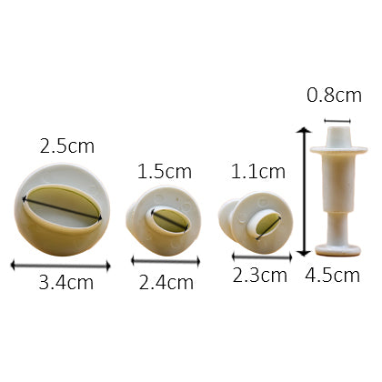 Oval Shape Fondant Plunger Cutter 4Pcs Set Plastic