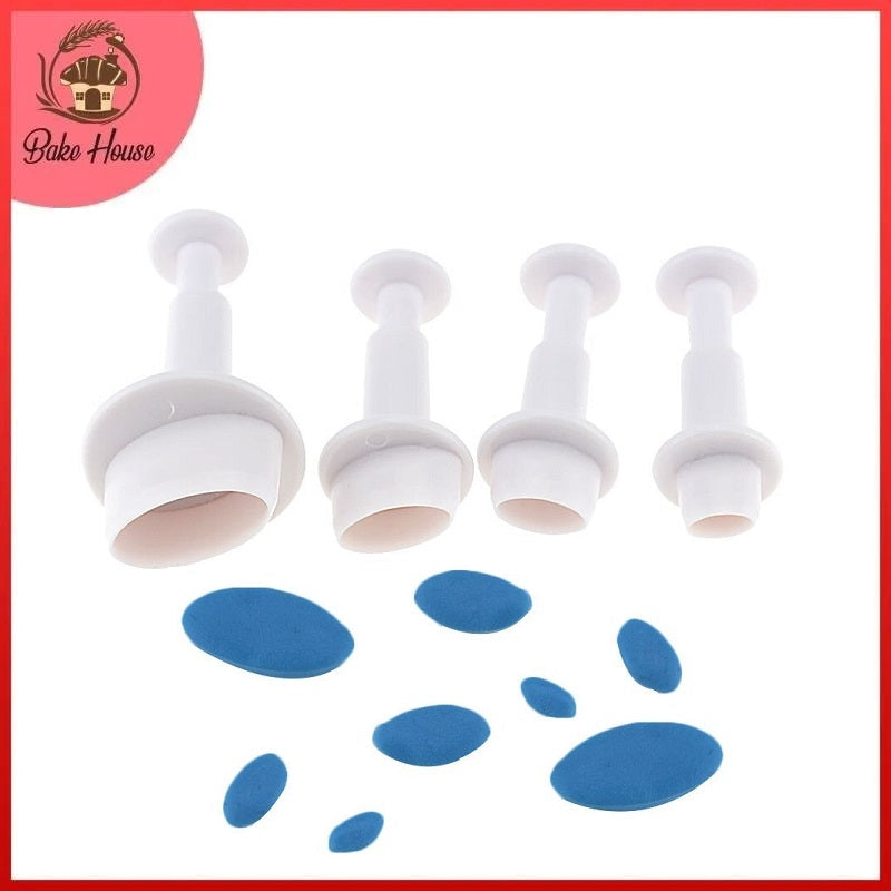 Oval Shape Fondant Plunger Cutter 4Pcs Set Plastic