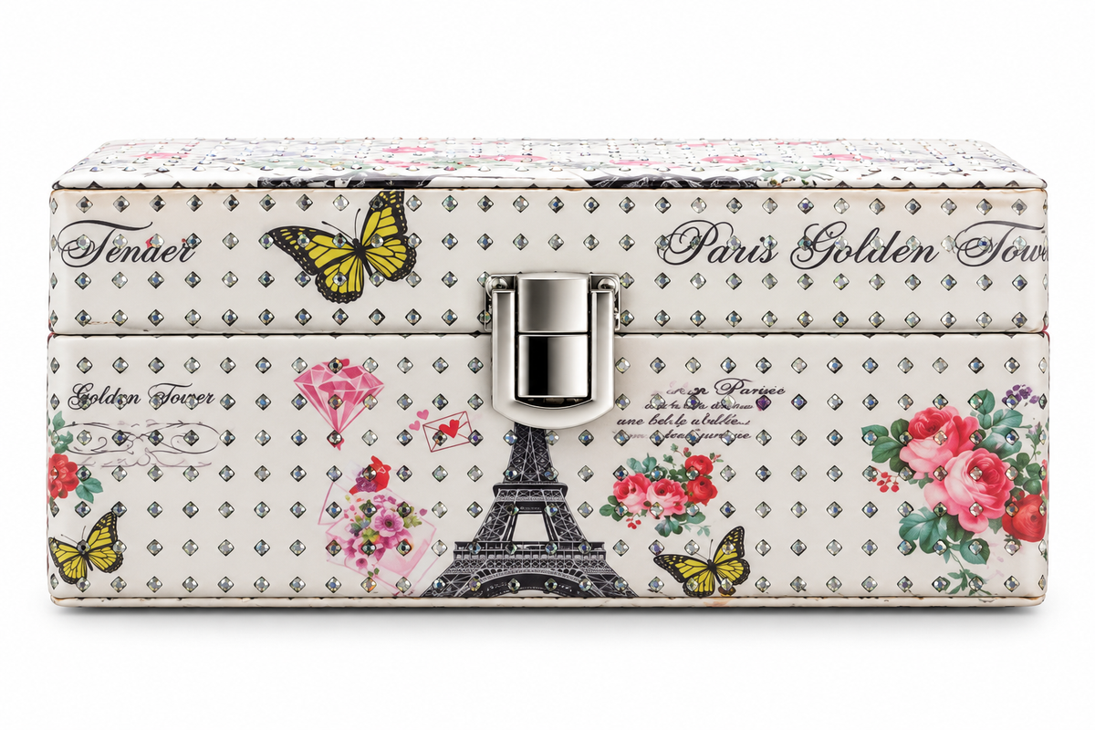 Paris Eiffel Tower Jewellery Box with Mirror & Ring Organizer