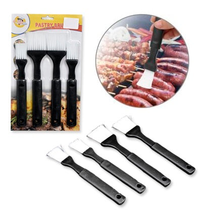 Pastry Brushes 4Pcs Set Plastic Black Handle