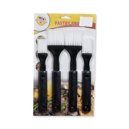 Pastry Brushes 4Pcs Set Plastic Black Handle