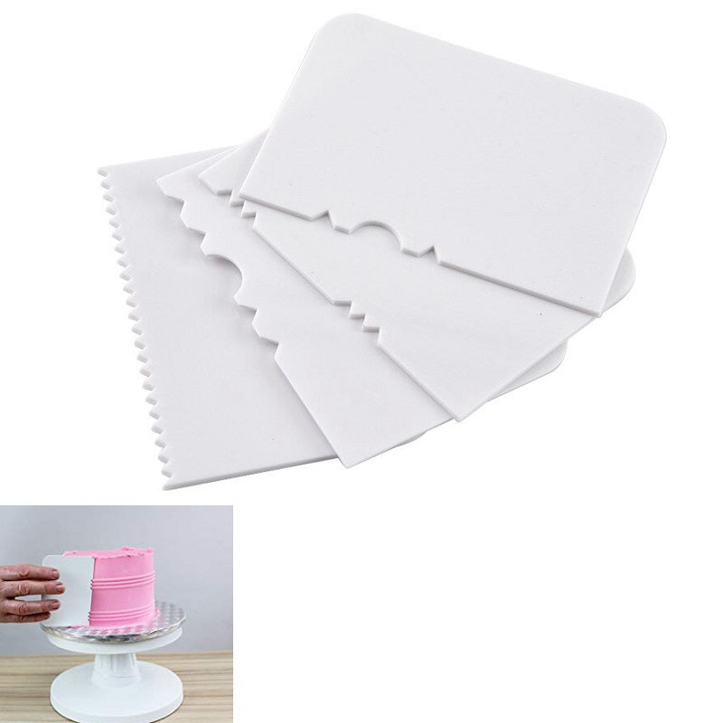 Patterned Edge Slide Scraper 4Pcs Set Plastic