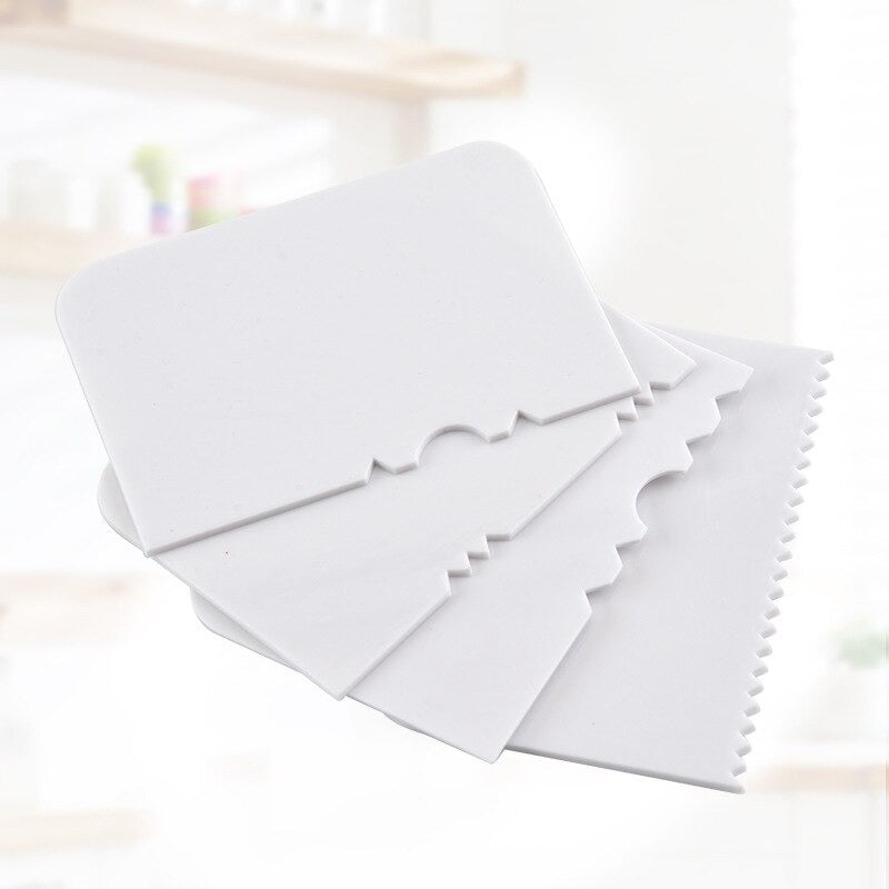 Patterned Edge Slide Scraper 4Pcs Set Plastic