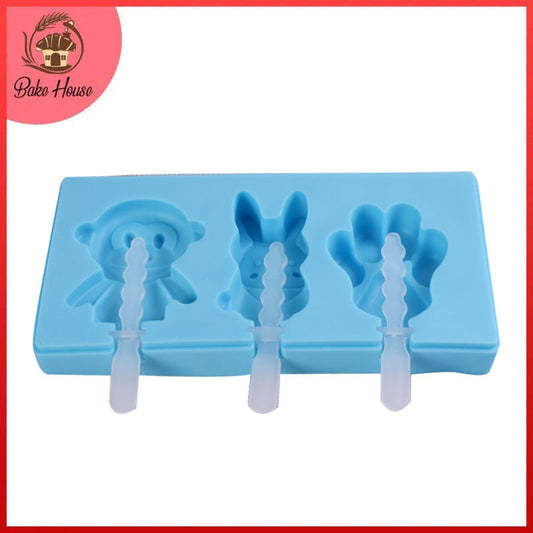Paw & Cartoon Animals Silicone Popsicle Mold 3 Cavity