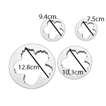 Peony Flower Fondant Cutter 4Pcs Set Plastic