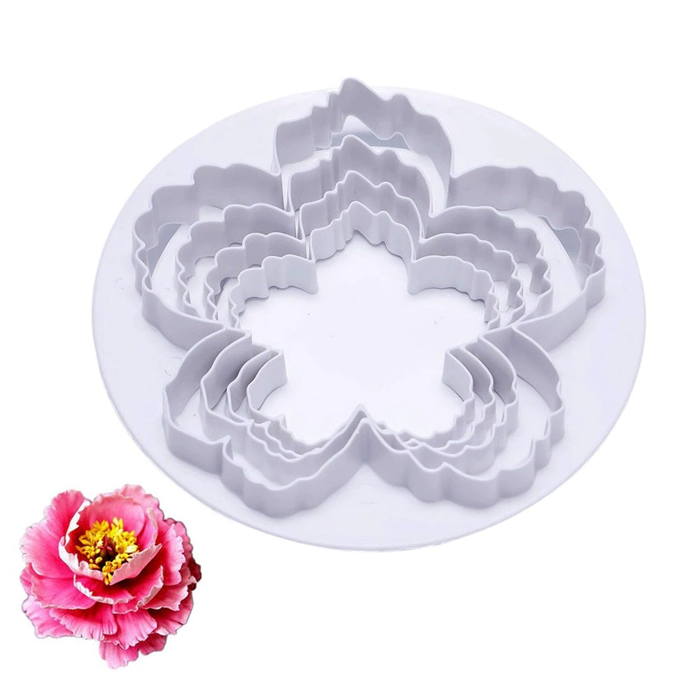 Peony Flower Fondant Cutter 4Pcs Set Plastic