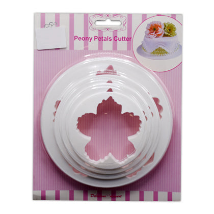 Peony Flower Fondant Cutter 4Pcs Set Plastic