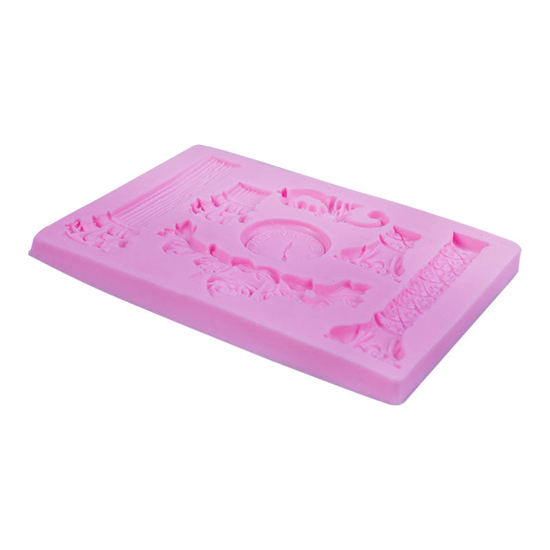 Pillars, Clock & Borders Silicone Fondant Mold 7 Cavity