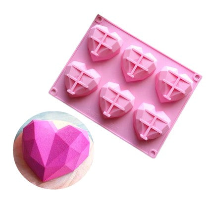 Pinata Diamond Heart Shape Silicone Mold 6 Cavity