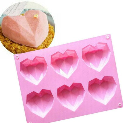 Pinata Diamond Heart Shape Silicone Mold 6 Cavity