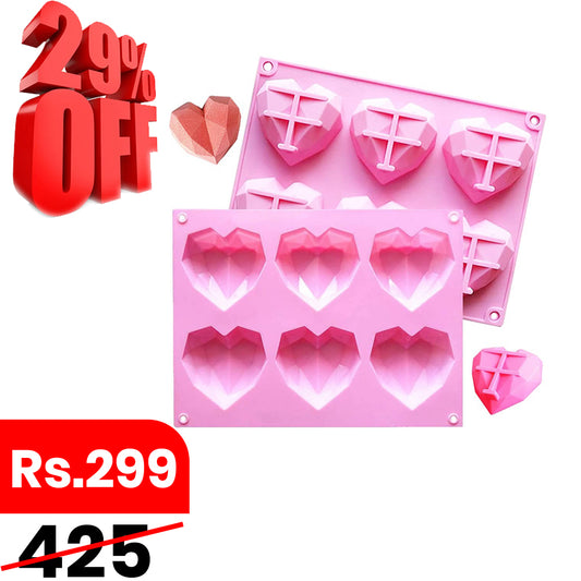 Pinata Diamond Heart Shape Silicone Mold 6 Cavity