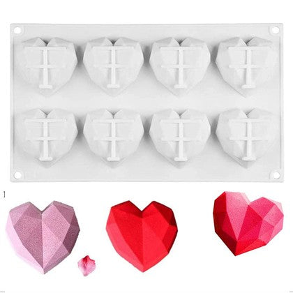 Pinata Diamond Heart Shape Silicone Mold 8 Cavity