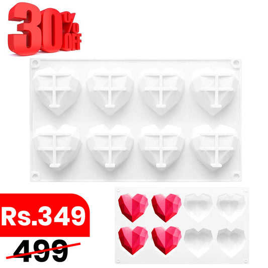 Pinata Diamond Heart Shape Silicone Mold 8 Cavity