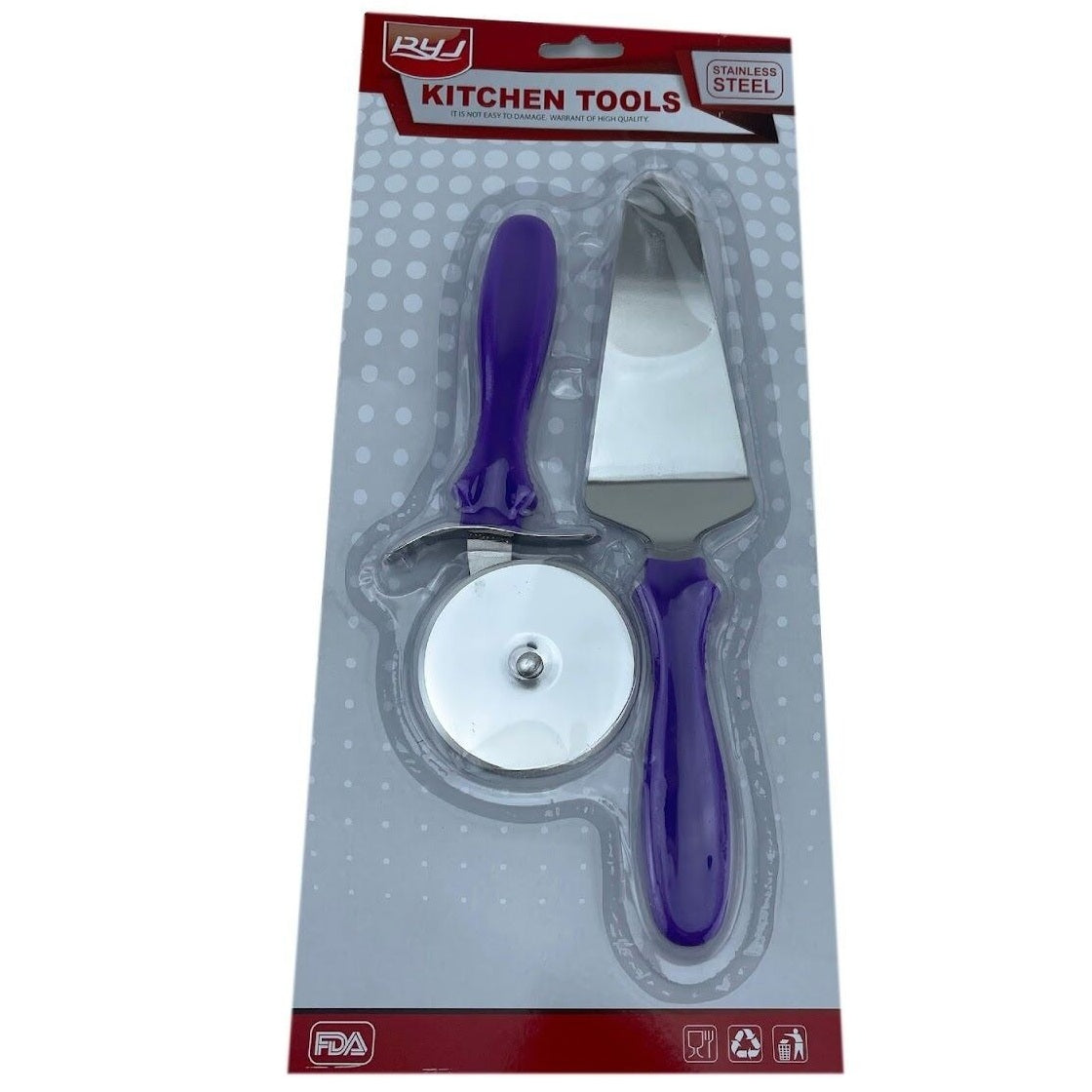 Pizza Cutter & Lifter Steel Plastic Handle