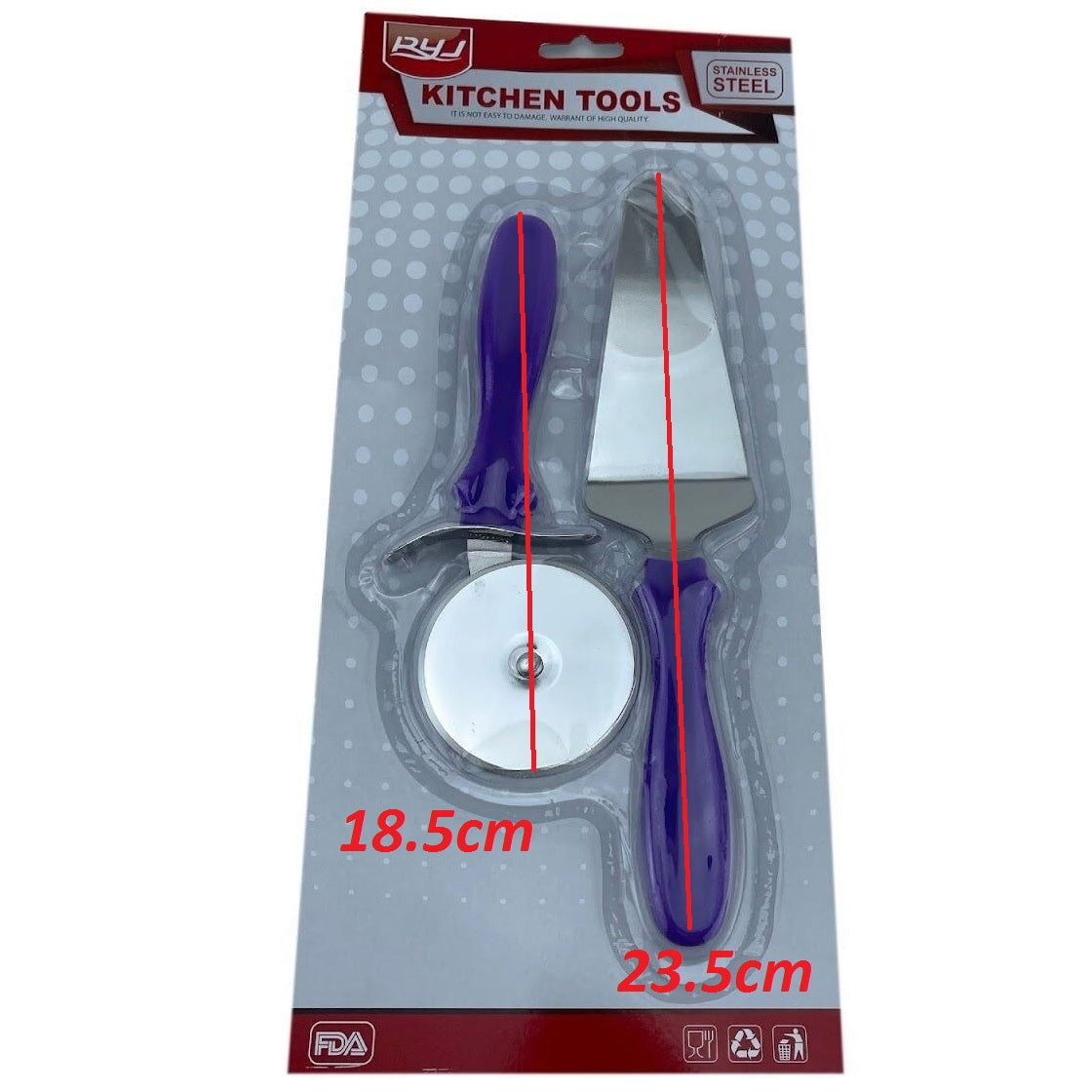 Pizza Cutter & Lifter Steel Plastic Handle