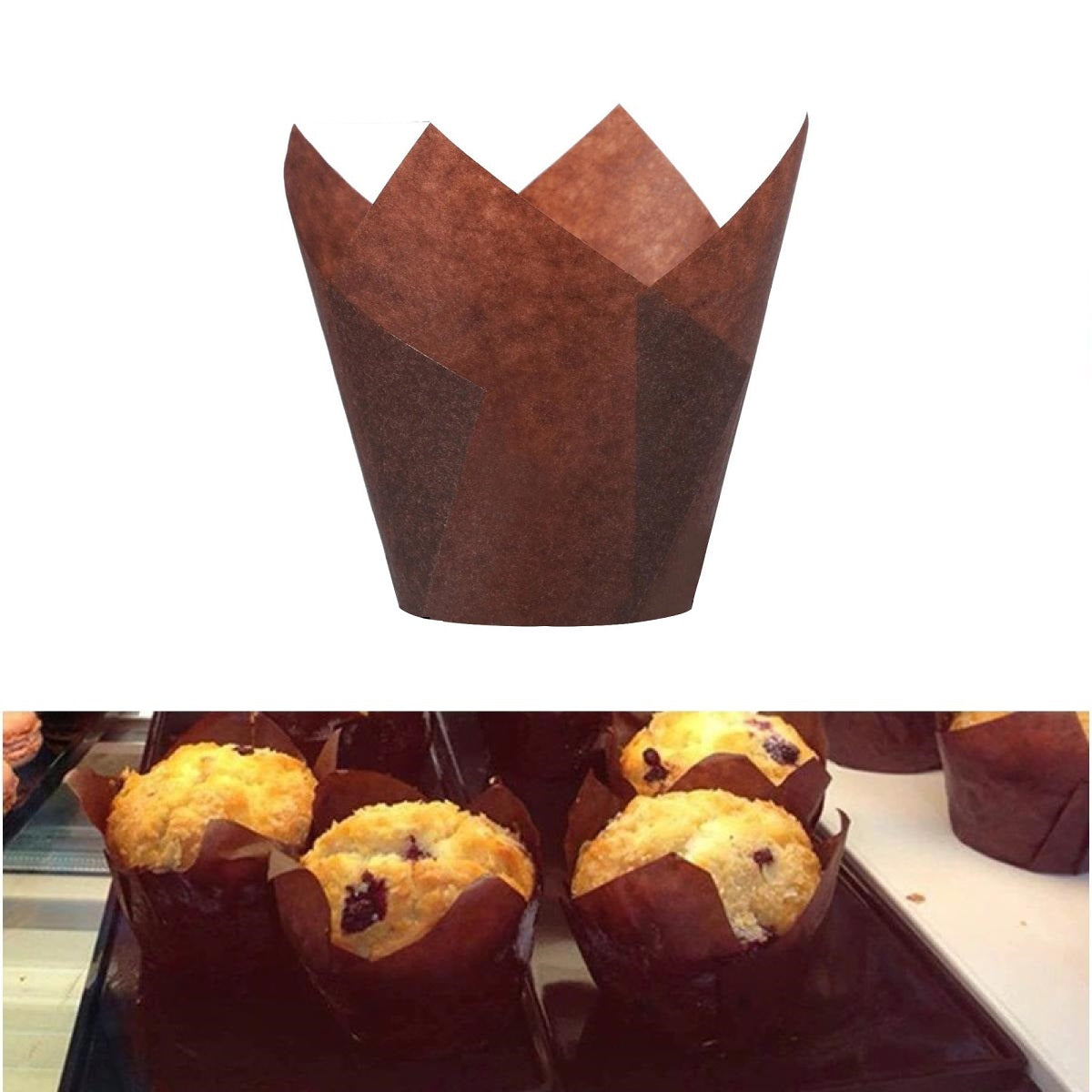 Plain Tulip Cupcake Liner Brown 25 Pcs Pack Small Size