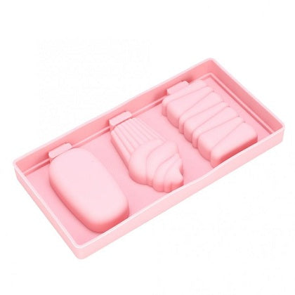 Popsicle Mold Silicone 3 Cavity Ice Cream Theme