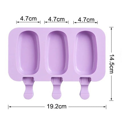 Popsicle Mold Silicone 3 Cavity With 50Pcs Sticks