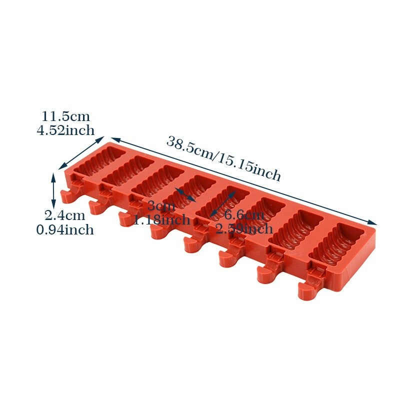 Popsicle Mold Silicone 8 Cavity Striped Ice Cream Mold