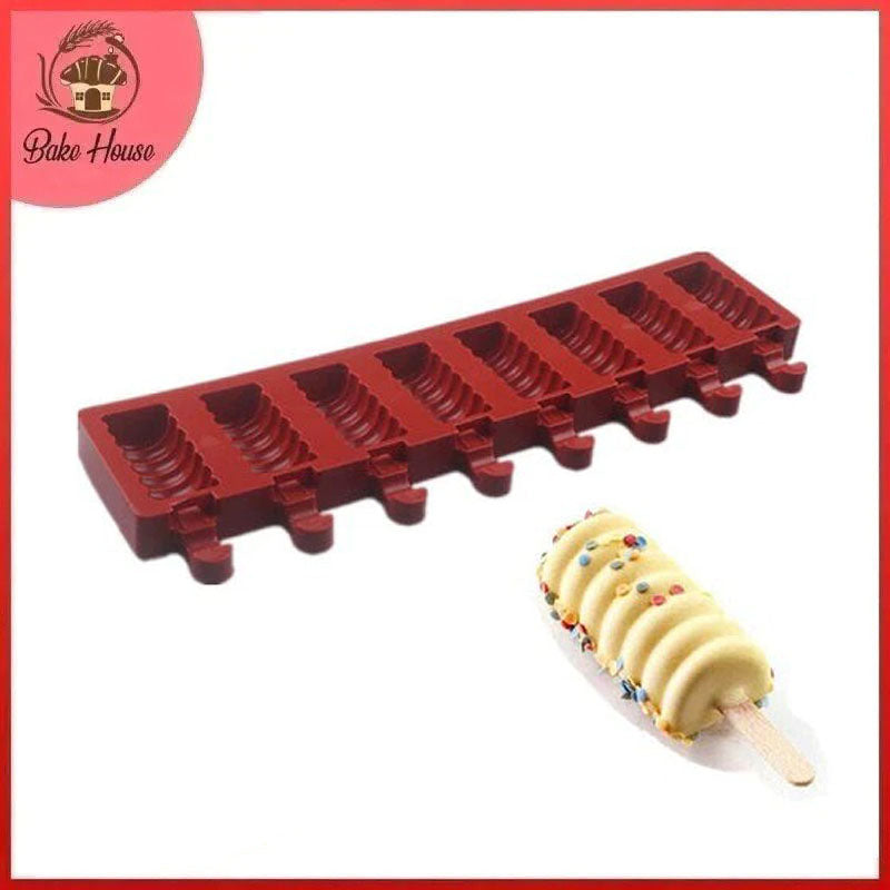 Popsicle Mold Silicone 8 Cavity Striped Ice Cream Mold