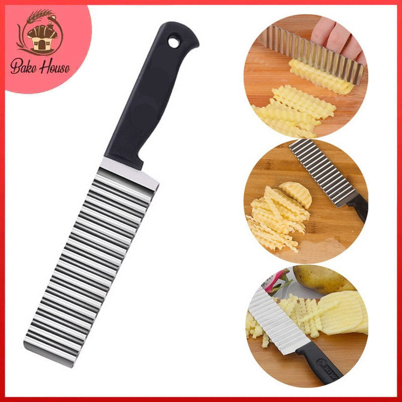 Potato Cutter Steel Black Plastic Handle