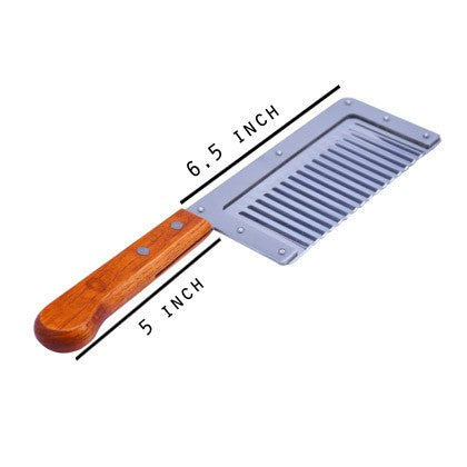 Potato Wavy Edged Cutter Stainless Steel Wood Handle