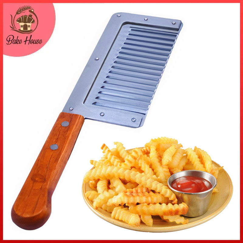 Potato Wavy Edged Cutter Stainless Steel Wood Handle