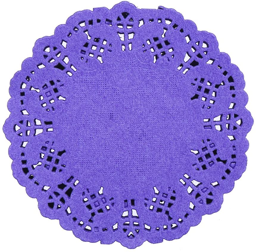 Purple Round Shape Doilies Paper 24Pcs Pack 11CM