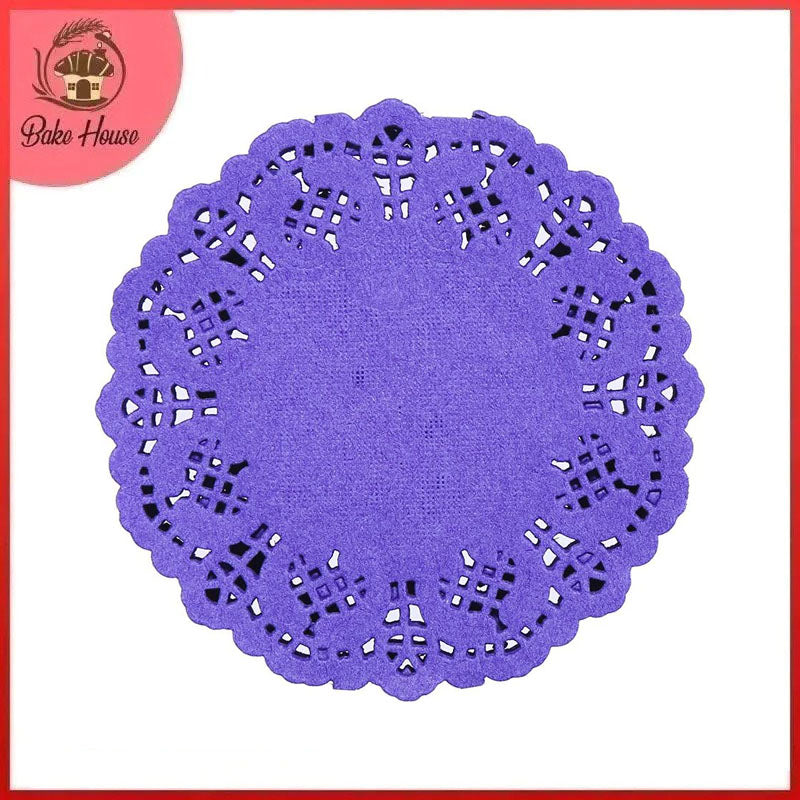 Purple Round Shape Doilies Paper 24Pcs Pack 11CM
