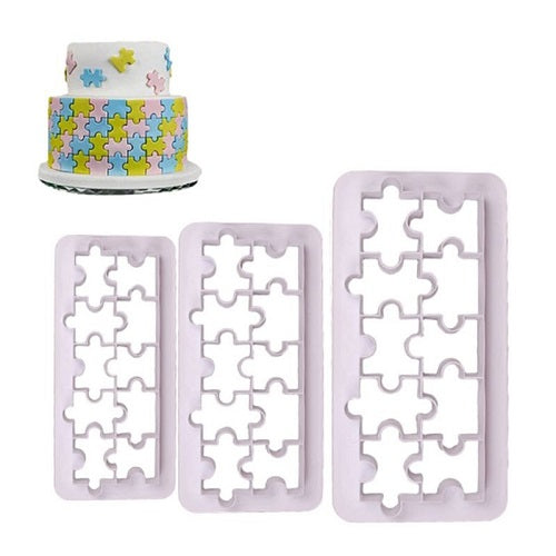 Puzzle Shape Geometric Multi Fondant Cake Cutter 3Pcs Set
