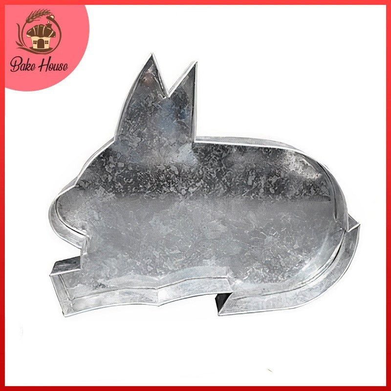 Rabbit Cake Baking Mold Silver Tin Medium Size