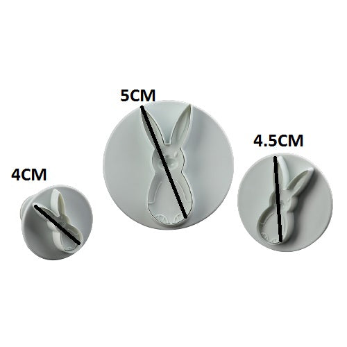 Rabbit Fondant & Cookie Plunger Cutter 3Pcs Set Plastic