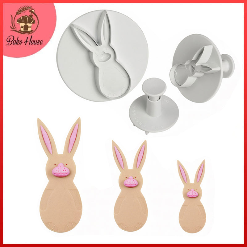 Rabbit Fondant & Cookie Plunger Cutter 3Pcs Set Plastic