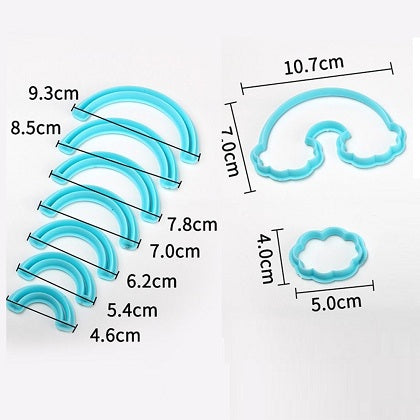 Rainbow Fondant & Cookie Cutter 9Pcs Set Plastic