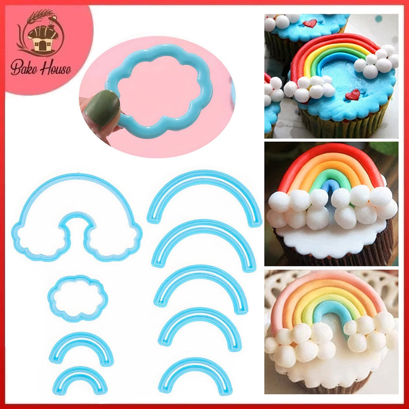 Rainbow Fondant & Cookie Cutter 9Pcs Set Plastic