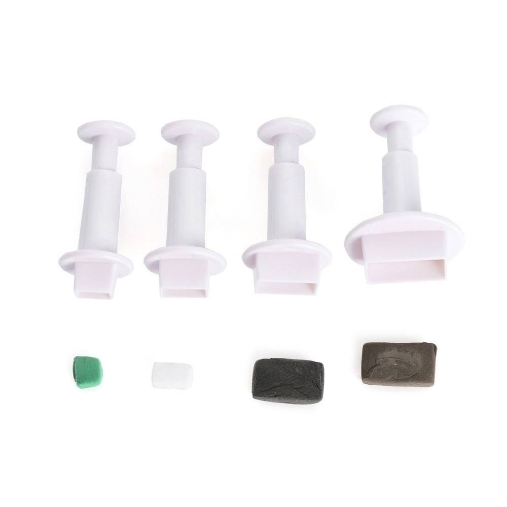 Rectangle Plunger Fondant Cutter 4Pcs Set Plastic
