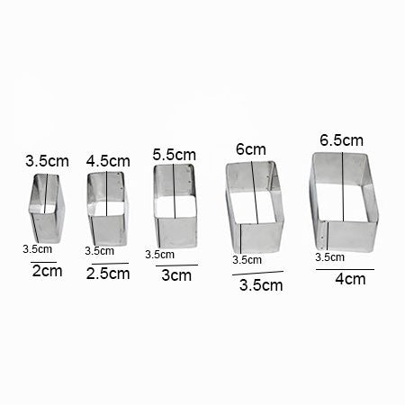 Rectangle Shape Cookie Cutter Stainless Steel 5Pcs Set