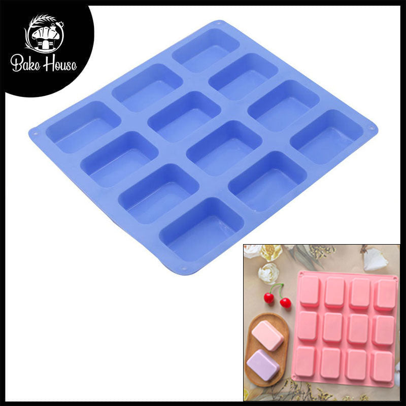 Rectangle Shape Silicone Brownie And Soap Mold 12 Cavity