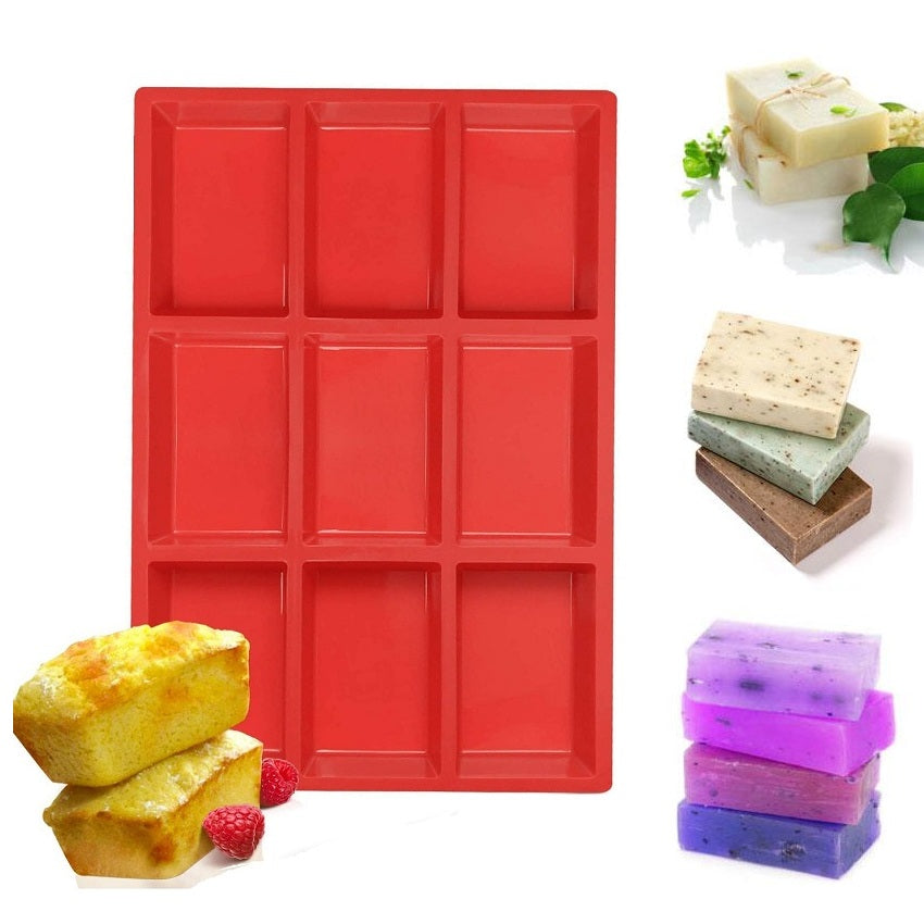 Rectangle Shape Silicone Soap & Baking Mold 9 Cavity