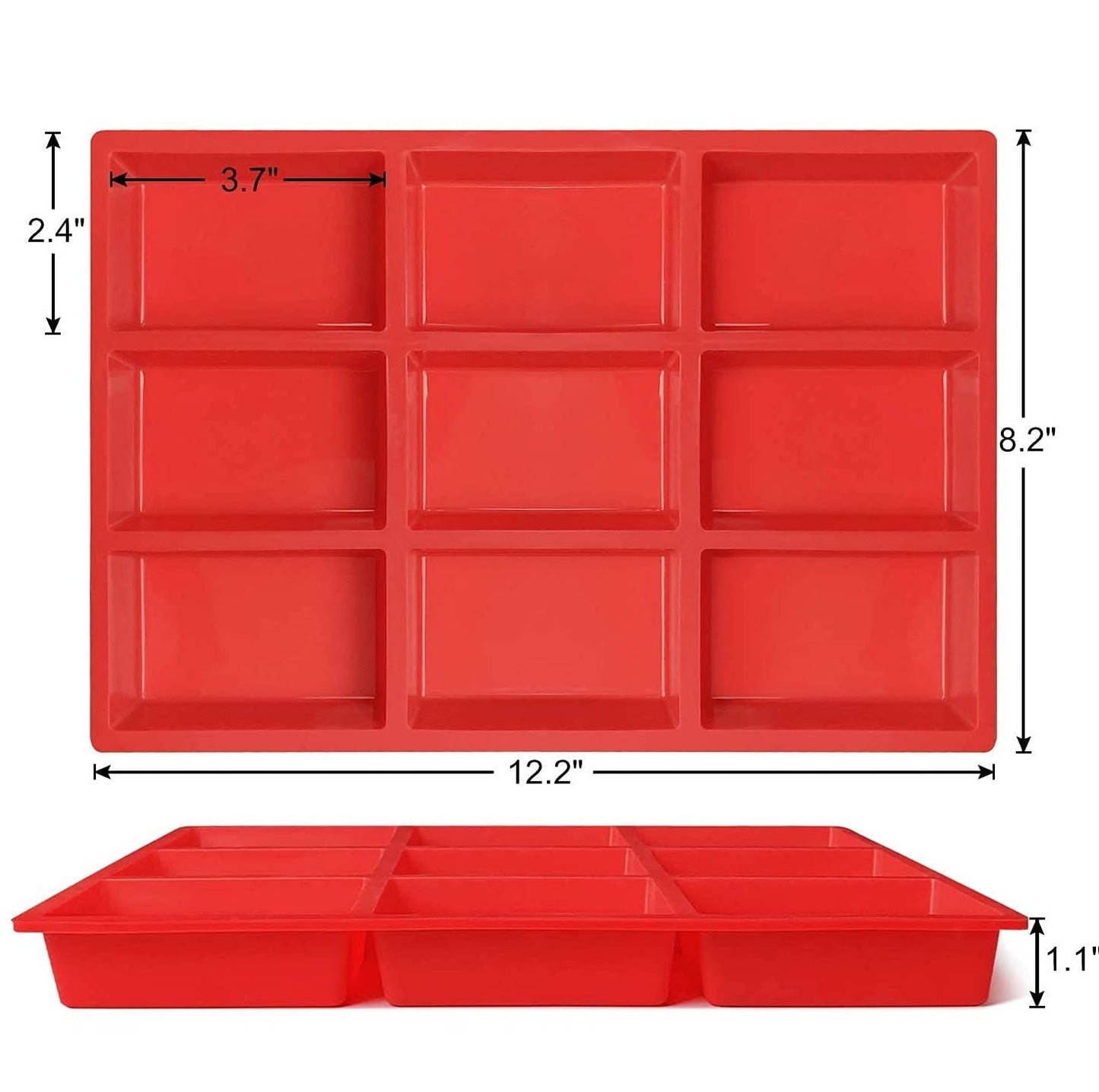 Rectangle Shape Silicone Soap & Baking Mold 9 Cavity