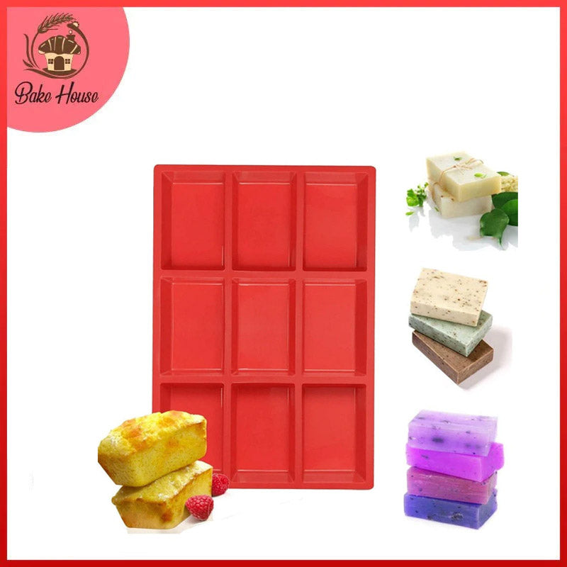 Rectangle Shape Silicone Soap & Baking Mold 9 Cavity