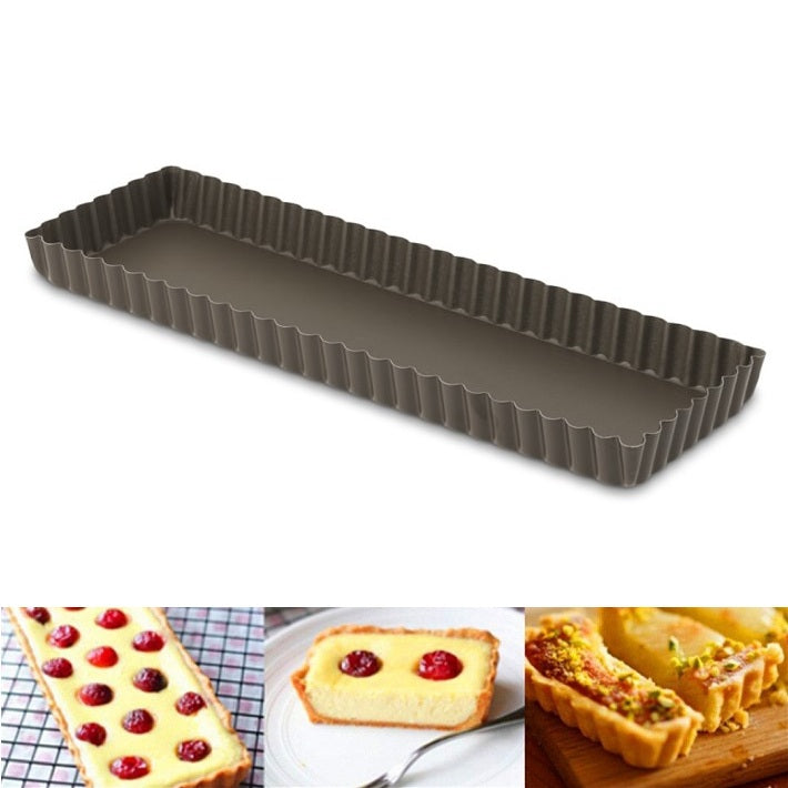 Rectangle Shape Tart Pie Pan Removable Base Non Stick
