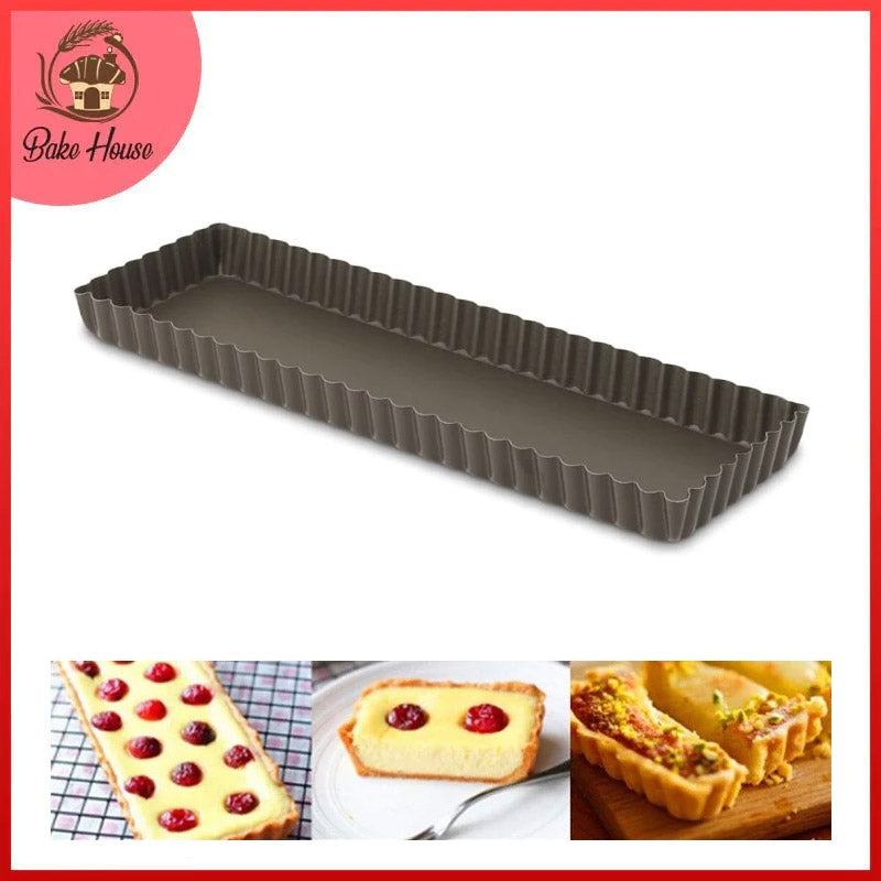 Rectangle Shape Tart Pie Pan Removable Base Non Stick