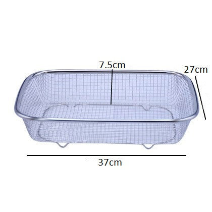 Rectangle Strainer Stainless Steel Fruit & Vegetable Basket 37x27x7.5 cm