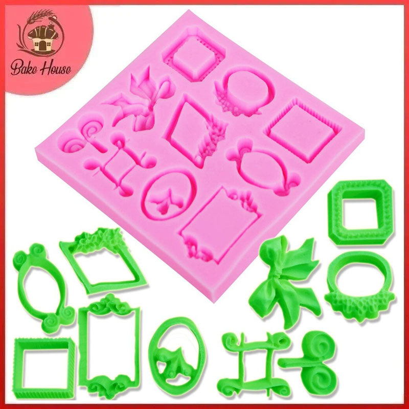 Retro Frame Mirror Bow Silicone Fondant Mold