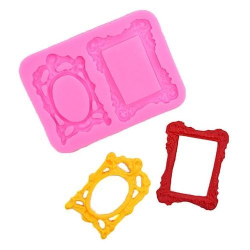 Retro Mirror Frame Silicone Fondant Mold 2 Designs