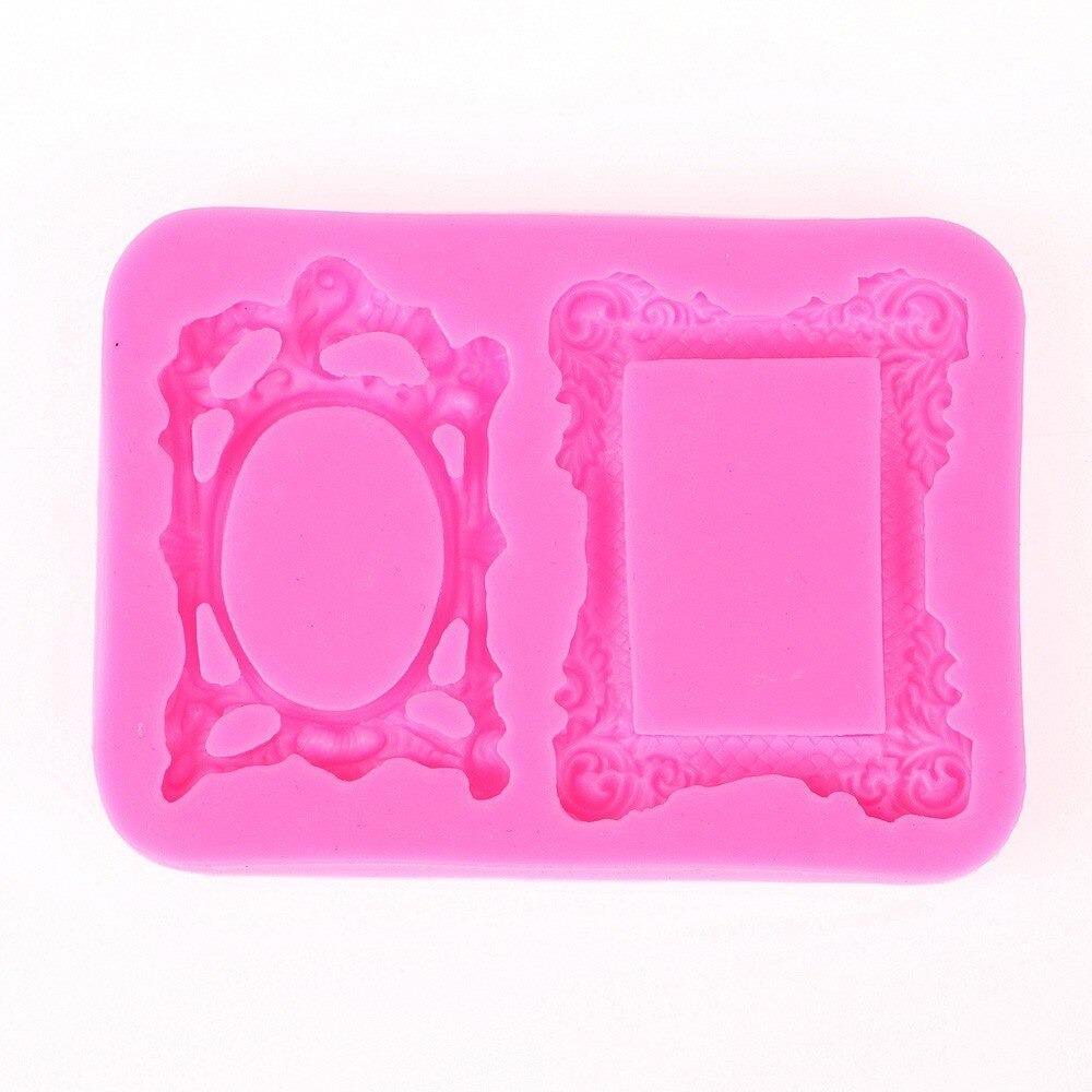 Retro Mirror Frame Silicone Fondant Mold 2 Designs